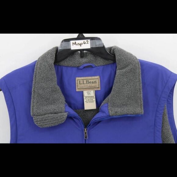 L.L. Bean Men's XXL Blue Wind Rain Hiking Full Zip Thick Fleece Lined Vest VTG - Picture 3 of 6